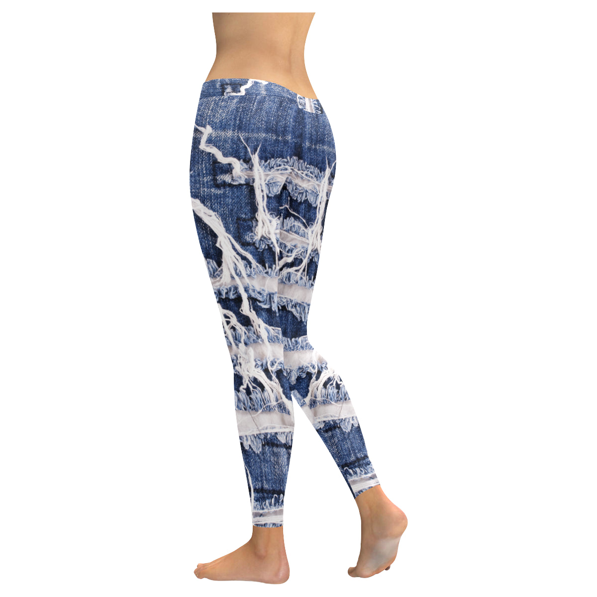 Print Jeans Women's Low Rise Leggings (Invisible Stitch)