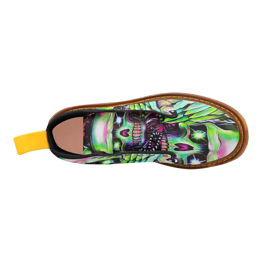 Green skull Martin Boots For Women Model 1203H