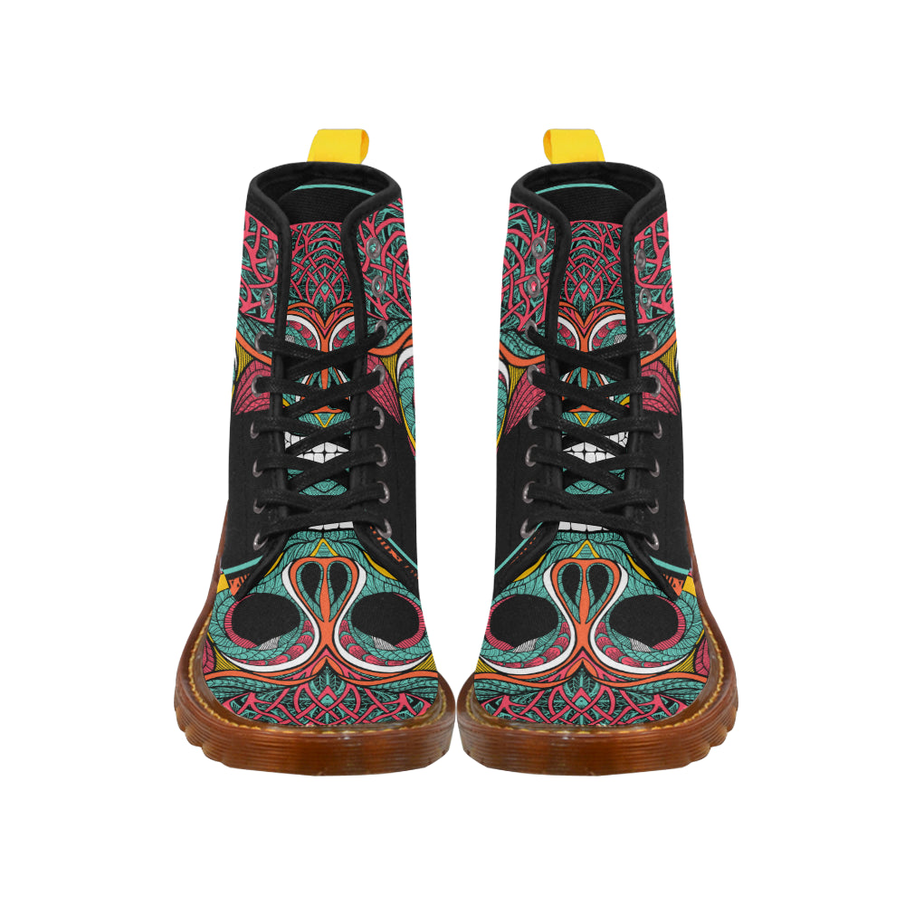 Flowers Skull Martin Boots For Women Model 1203H