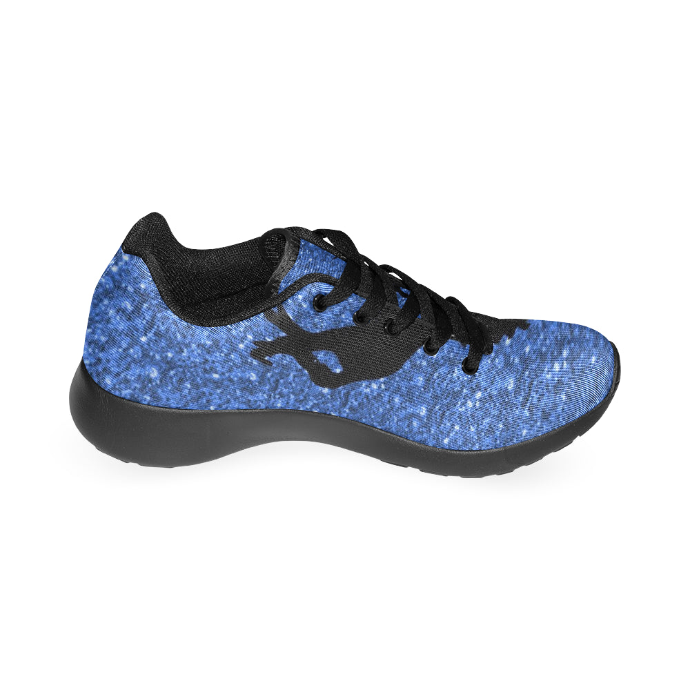 unicorn on blue glitter honey Women’s Running Shoes (Model 020)