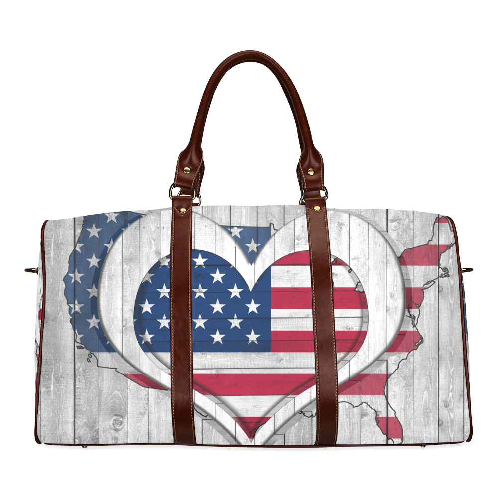 American Flag& Map Waterproof Travel Bag/Large (Model 1639)