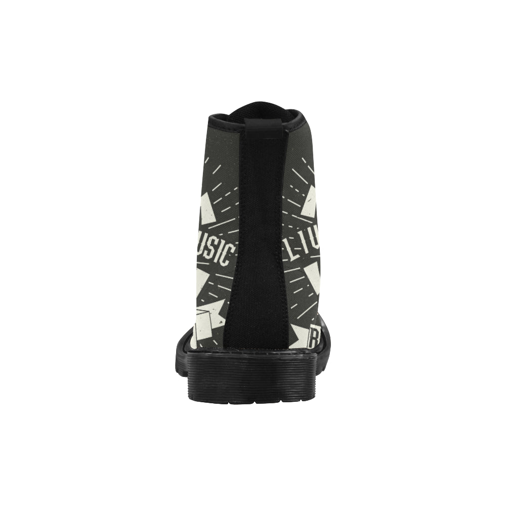 Rock and Roll music hipster Martin Boots for Women (Black) (Model 1203H)
