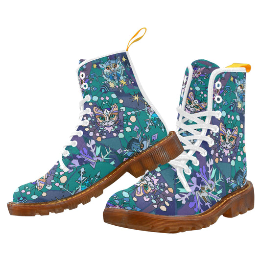 Funny cartoon snowflakes with cat heads Martin Boots For Women Model 1203H