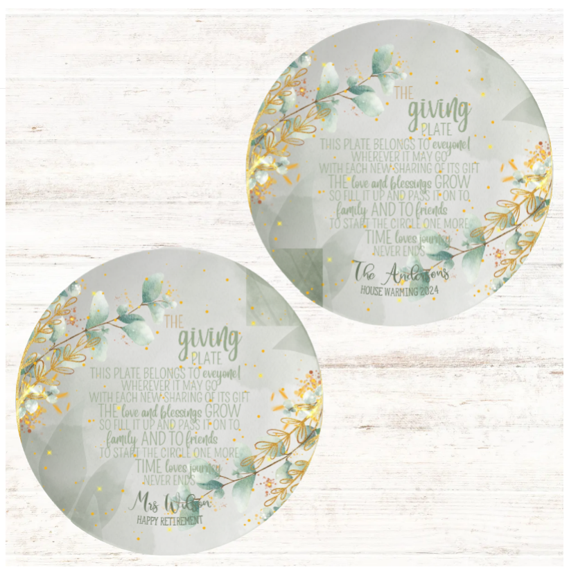 Eucalyptus Personalised The Giving Plate