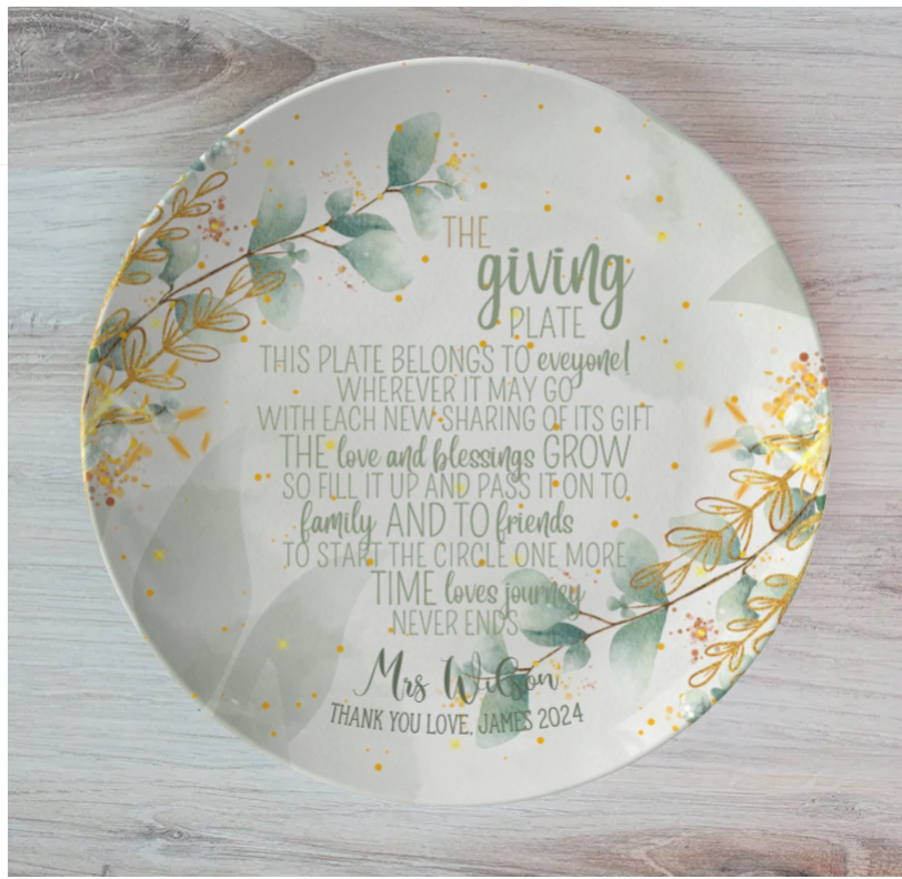 Eucalyptus Personalised The Giving Plate