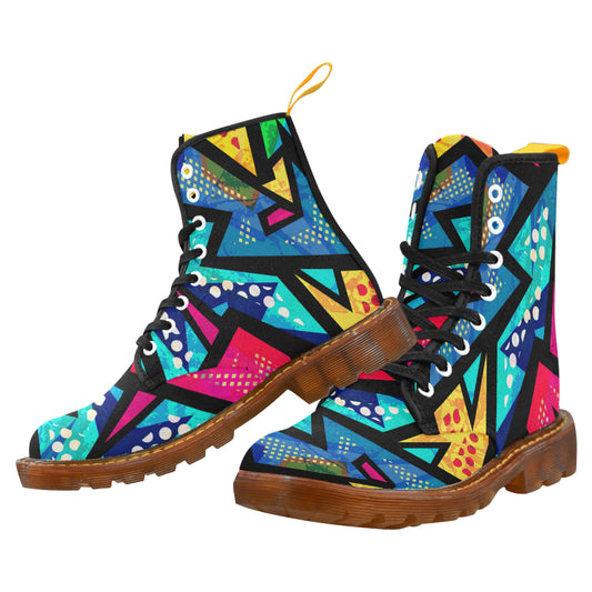 funny geometric seamless pattern honey Martin Boots For Men Model 1203H