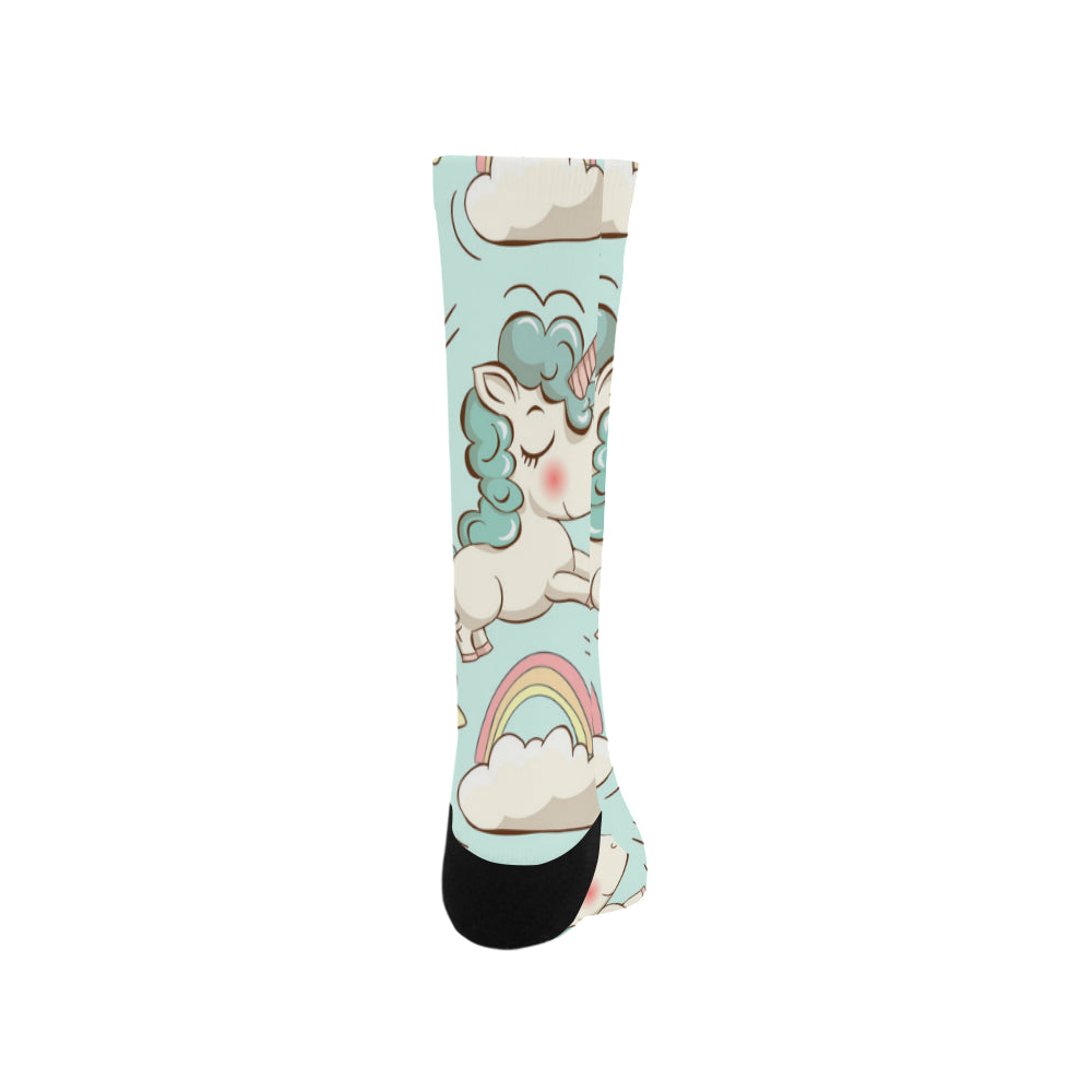 cute unicorns clouds rainbow and stars Trouser Socks