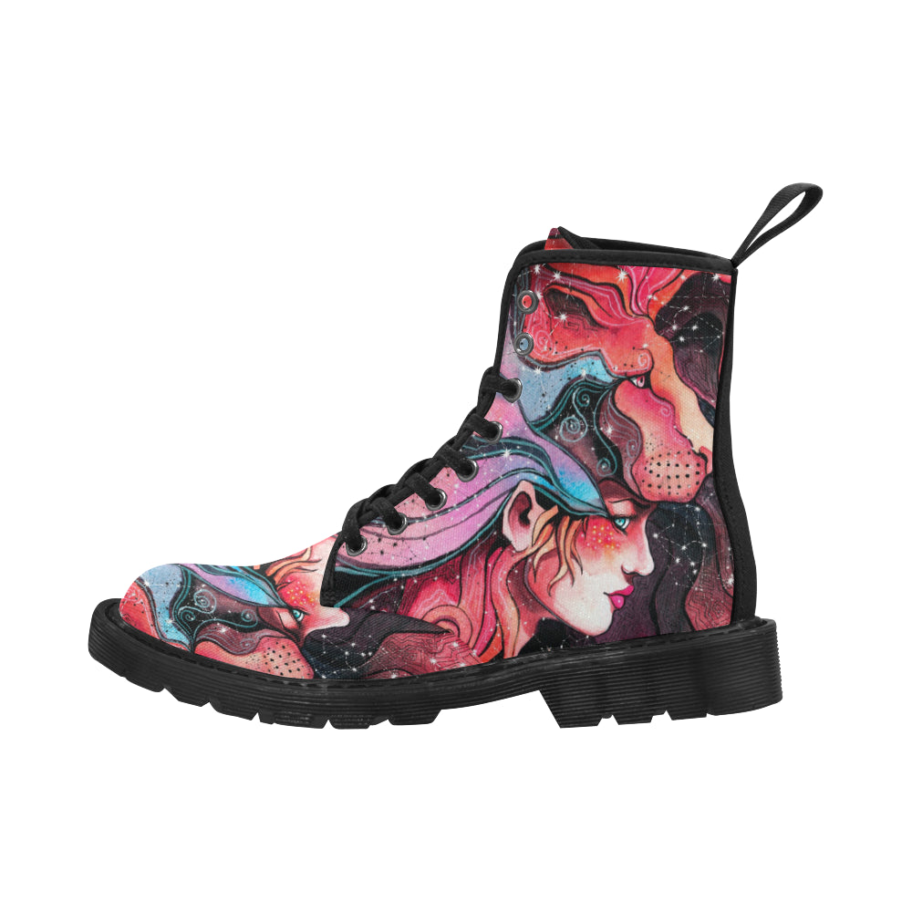 girl in the mask of a lion Martin Boots for Women (Black) (Model 1203H)