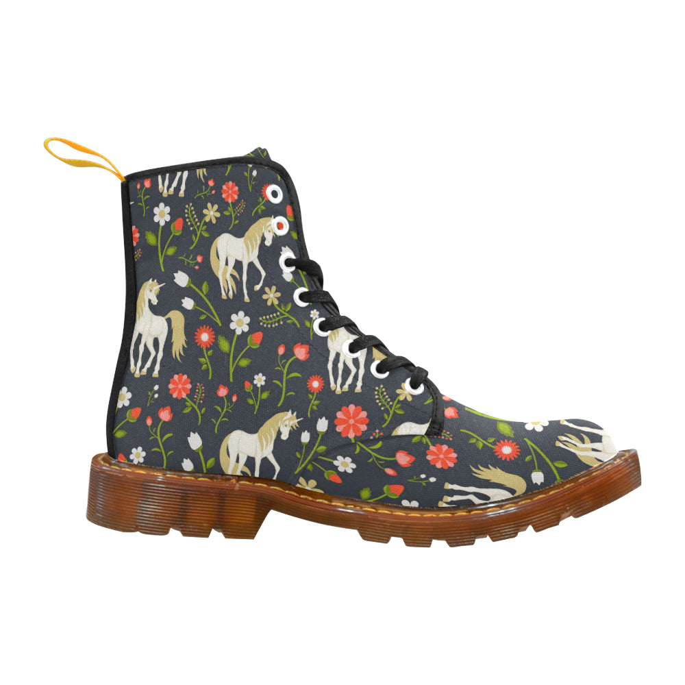 floral pattern with magic unicorns Martin Boots For Women Model 1203H