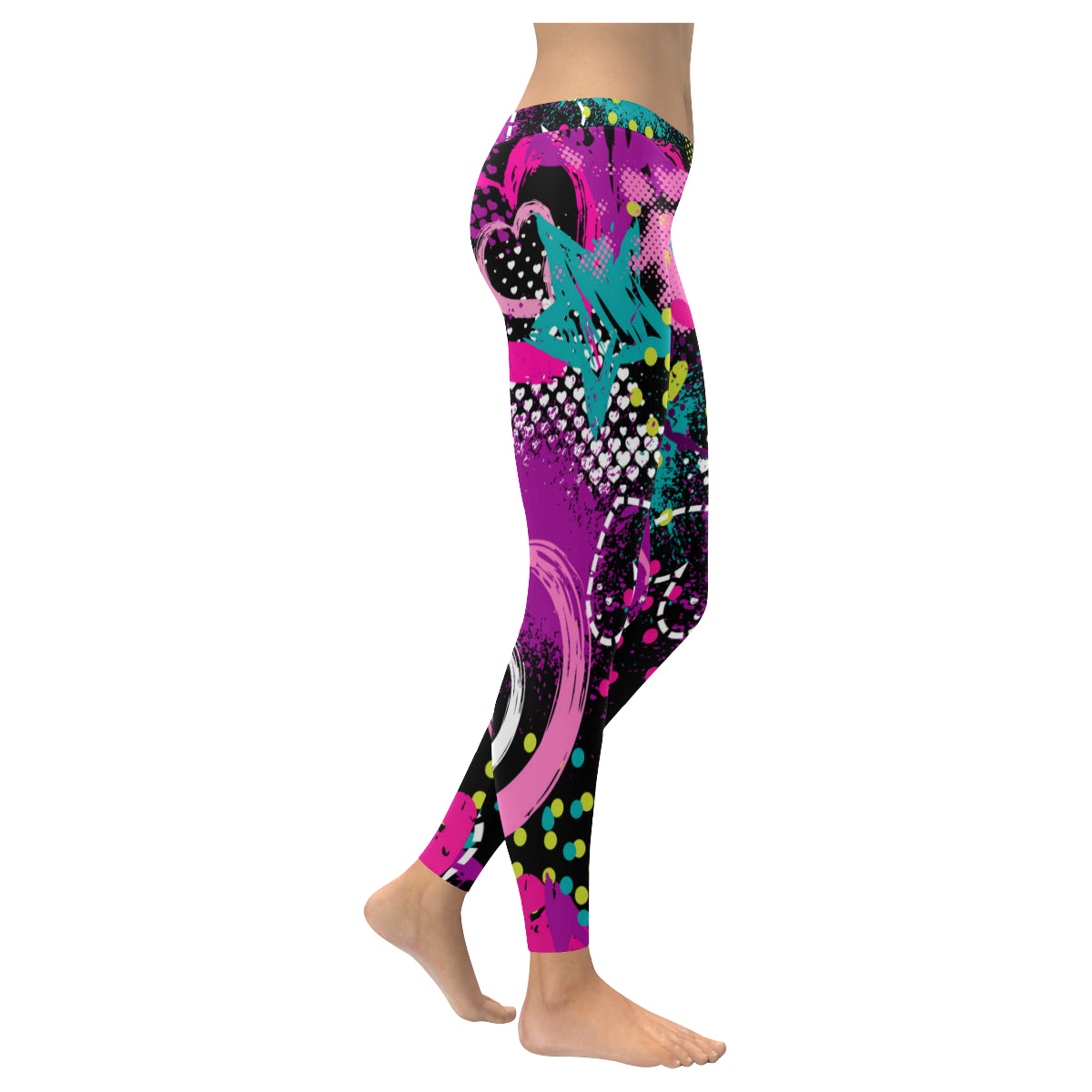 Abstract Heart Seamless Pattern Women's Low Rise Leggings (Invisible Stitch)