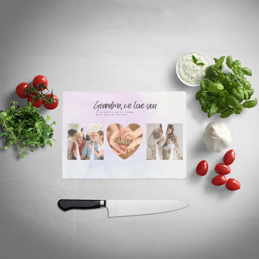 Glass Chopping Board Rectangle, Mom Add Your Own Photos