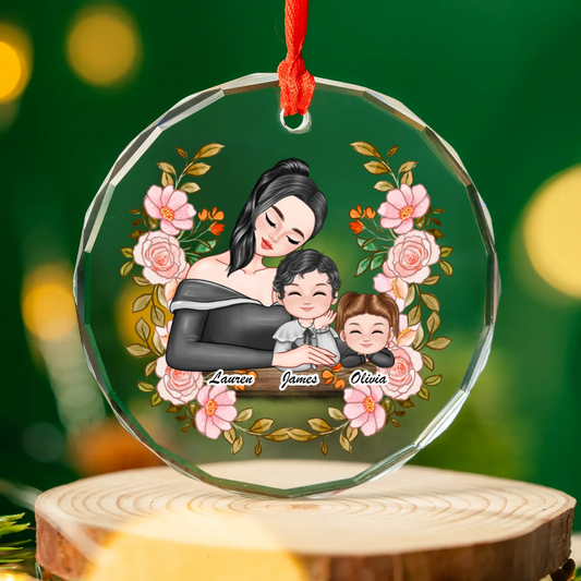 Glass Ornament Mum and 2 Children