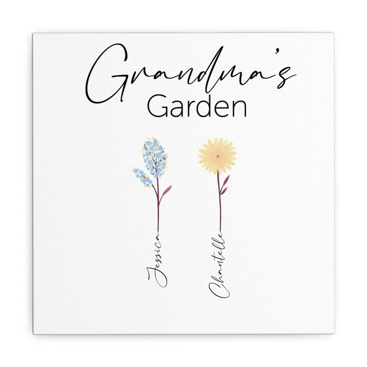 Personalised Grandma's Garden Canvas, 12 colour choices, up to 5 names