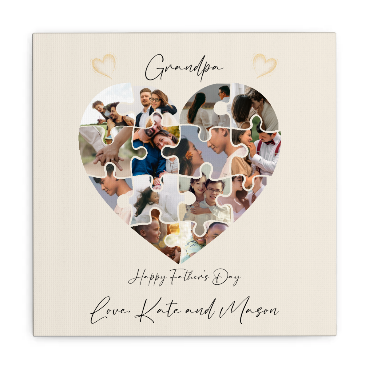 Personalise Puzzle Canvas, add your photos, change all wording