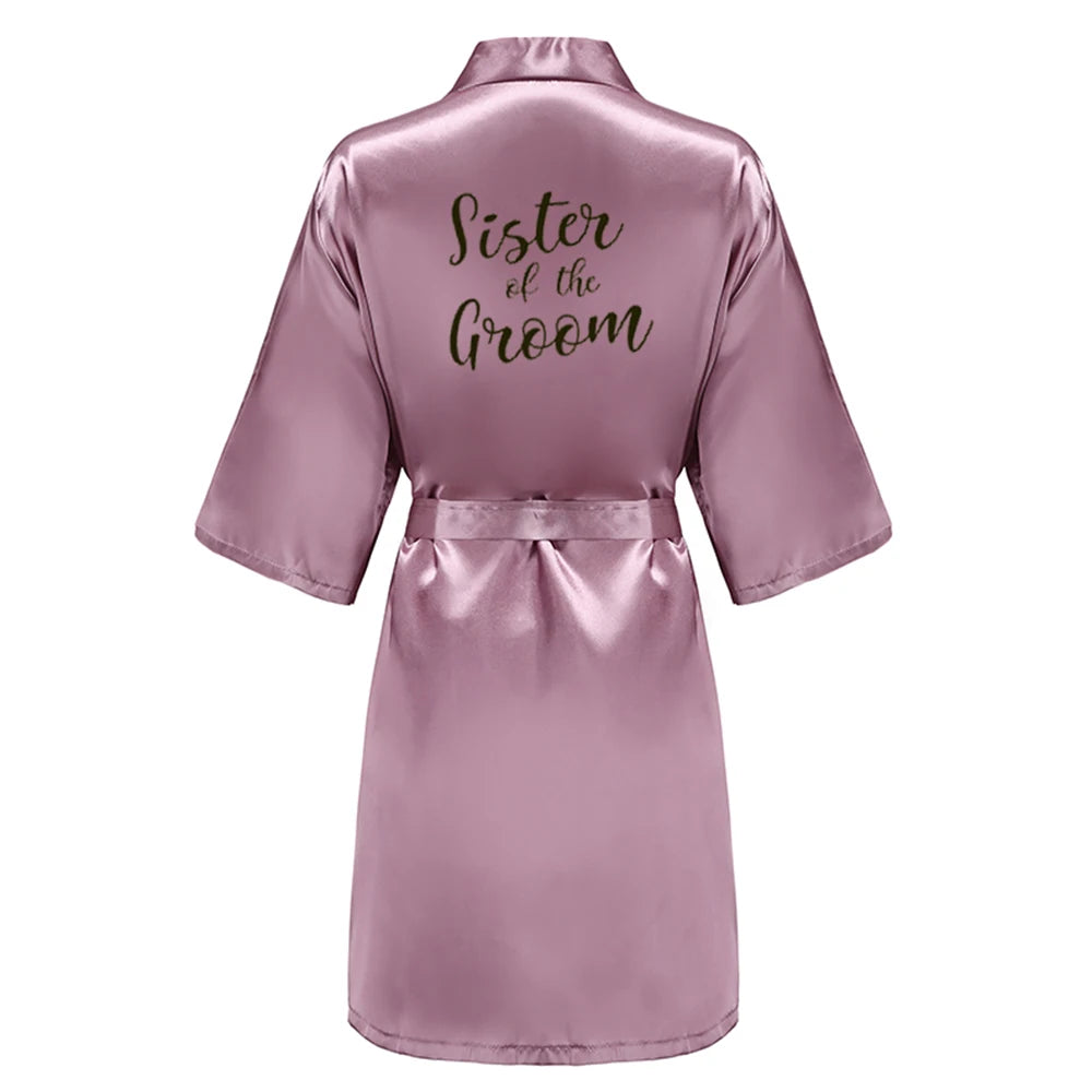 New Bathrobe Bride Satin-Silk Robe Women Bridal Party Sister Team Mother Shower Gift Bridesmaid Wedding Short Robes