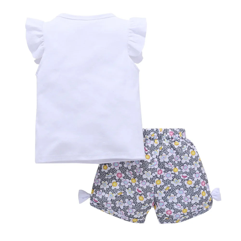 Summer Baby Clothes Sets Lollipop Print Sleeveless T-shirts and Shorts 2pcs Newborn Infant Girls Clothing Suits Outfits