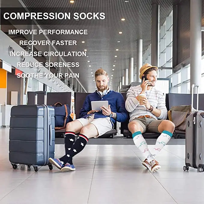 New Compression Socks Knee High Men Women Running Travel Flight Cycling Socks