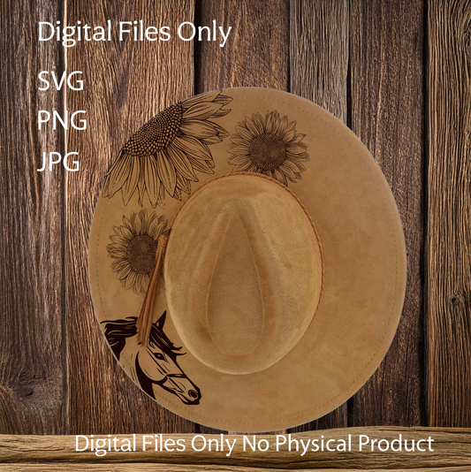 Hat Laser Burning Designs – Digital Download (SVG, PNG, JPG 300dpi), Sunflowers, 2022