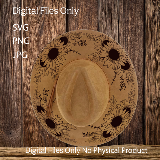 Hat Laser Burning Designs – Digital Download (SVG, PNG, JPG 300dpi), Sunflowers, 2023