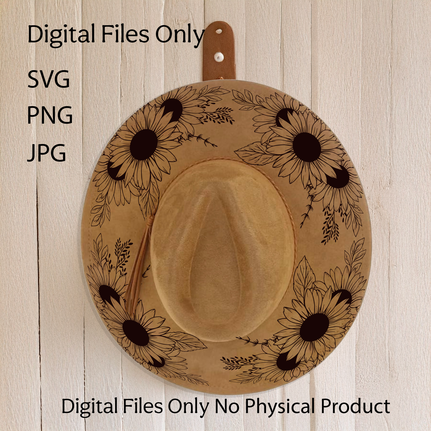 Hat Laser Burning Designs – Digital Download (SVG, PNG, JPG 300dpi), Sunflowers, 2023