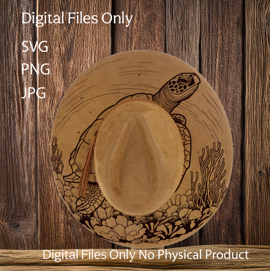 Hat Laser Burning Designs – Digital Download (SVG, PNG, JPG 300dpi), Turtle, 2031