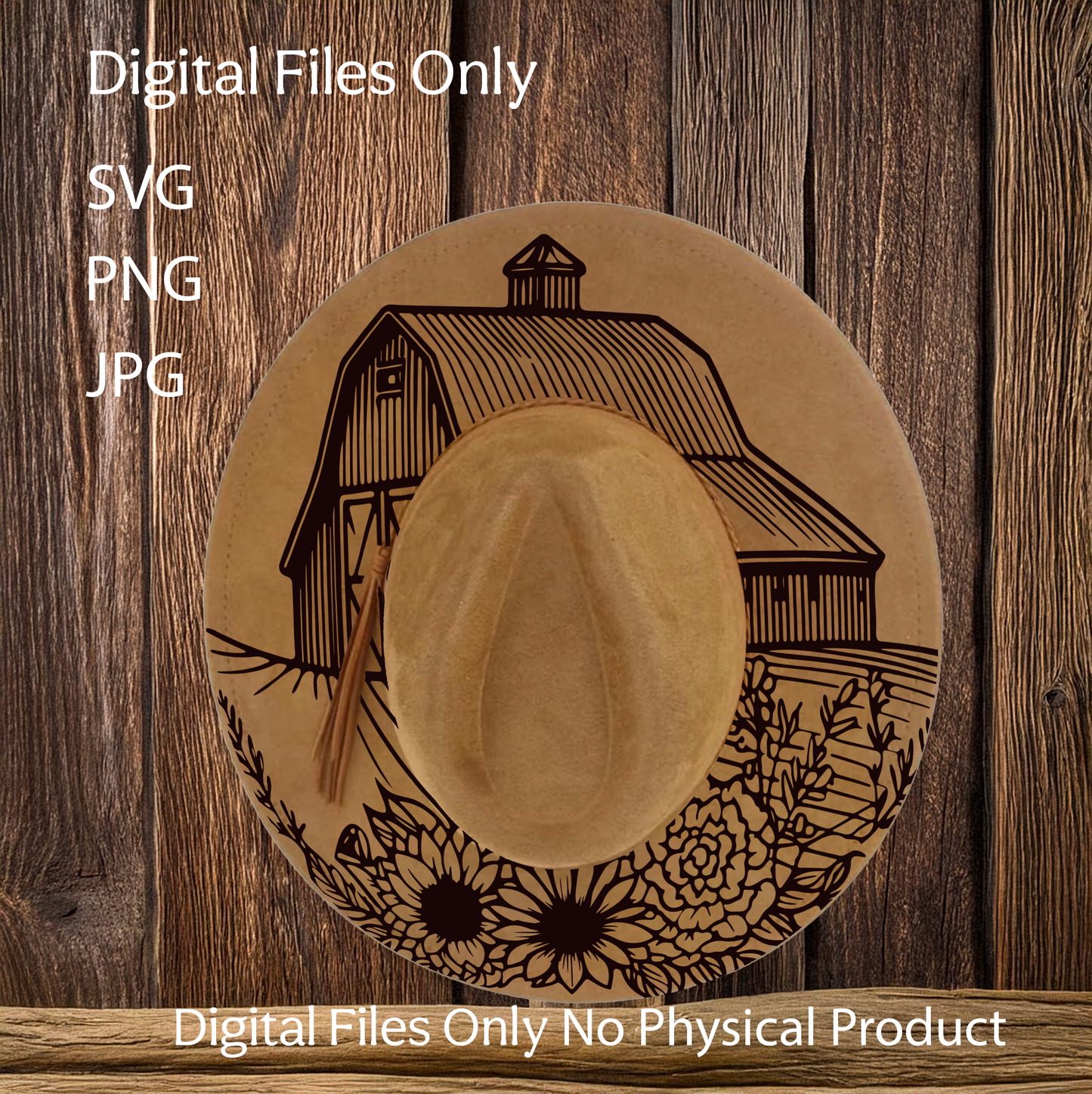 Hat Laser Burning Designs – Digital Download (SVG, PNG, JPG 300dpi), Sunflowers, 2032