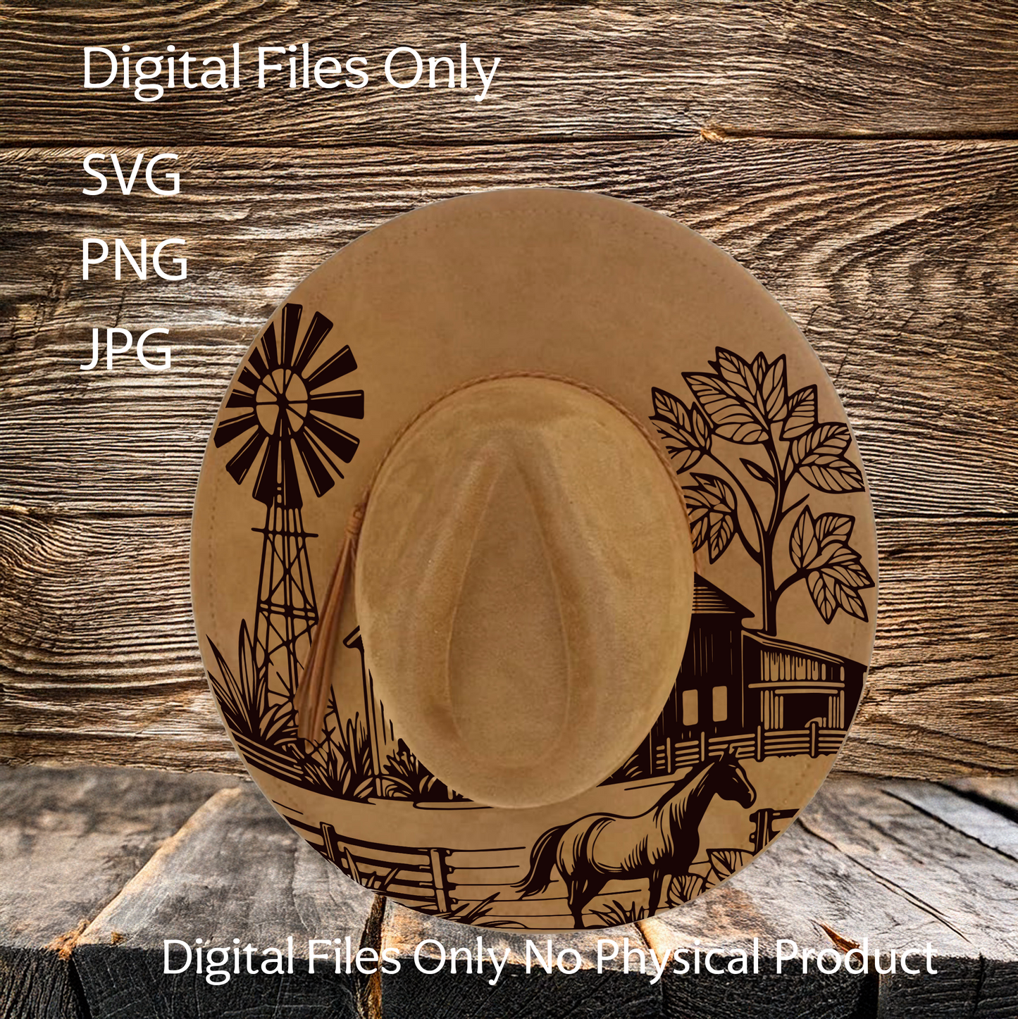 Hat Laser Burning Designs – Digital Download (SVG, PNG, JPG 300dpi), Life on the Farm, 2035