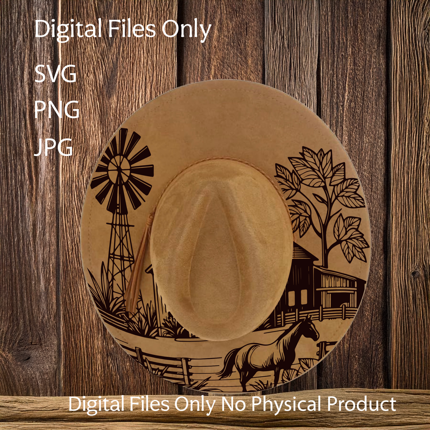 Hat Laser Burning Designs – Digital Download (SVG, PNG, JPG 300dpi), Life on the Farm, 2035
