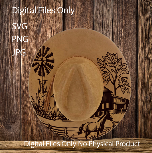 Hat Laser Burning Designs – Digital Download (SVG, PNG, JPG 300dpi), Life on the Farm, 2035