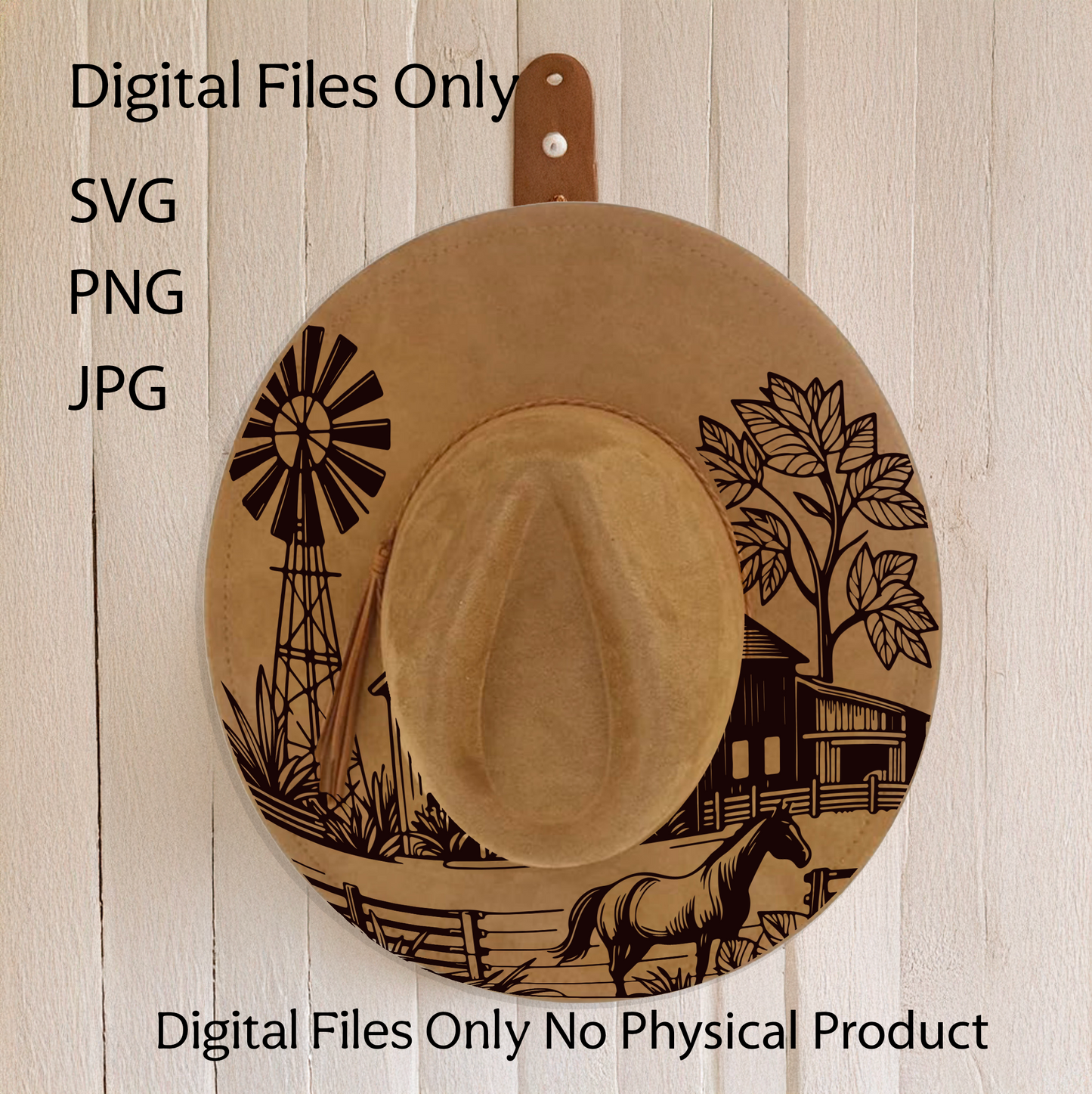 Hat Laser Burning Designs – Digital Download (SVG, PNG, JPG 300dpi), Life on the Farm, 2035