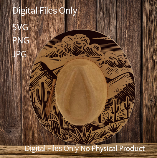 Hat Laser Burning Designs – Digital Download (SVG, PNG, JPG 300dpi), Cactus, 2038