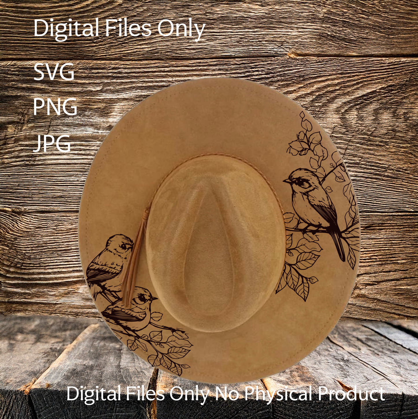Hat Laser Burning Designs – Digital Download (SVG, PNG, JPG 300dpi), Birds, 2039
