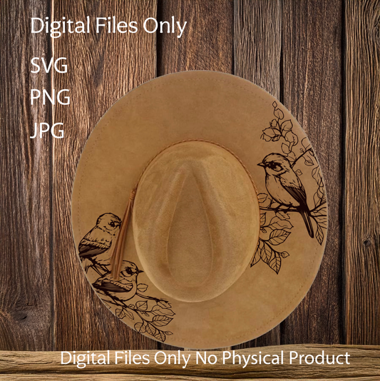 Hat Laser Burning Designs – Digital Download (SVG, PNG, JPG 300dpi), Birds, 2039