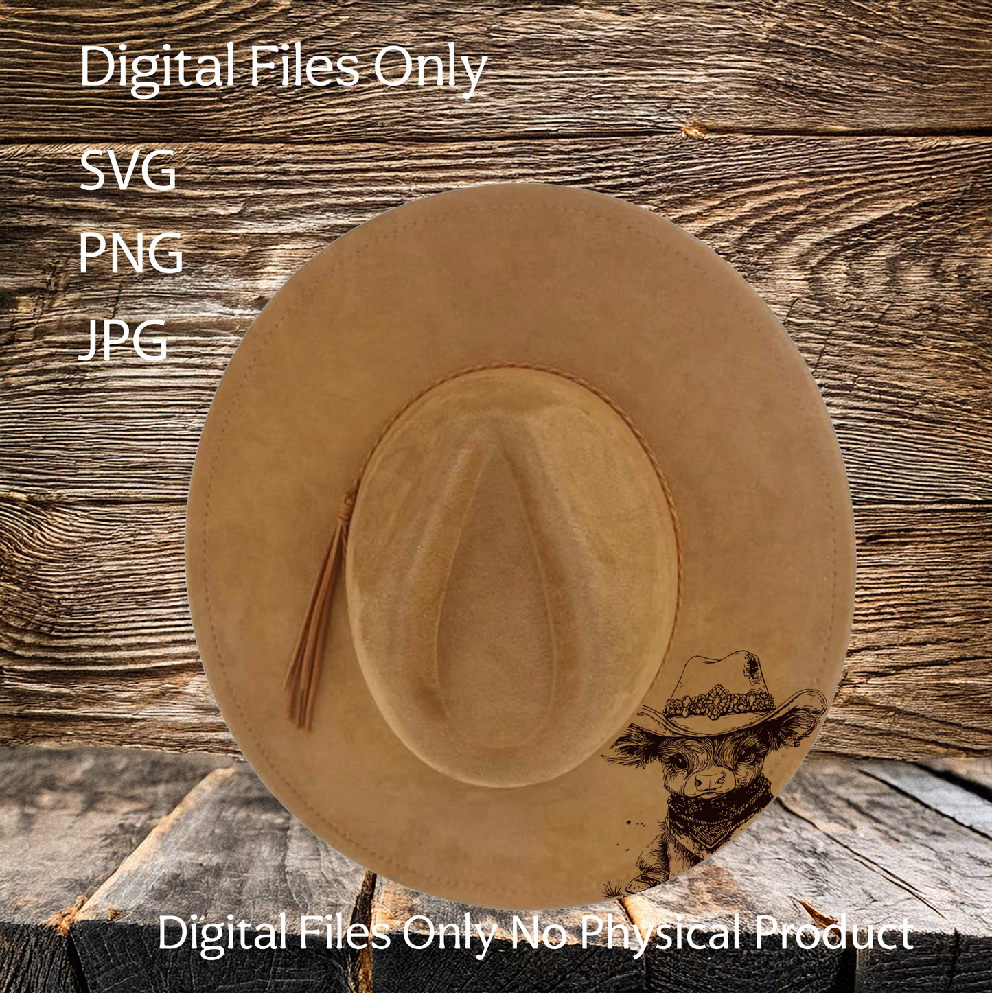 Hat Laser Burning Designs – Digital Download (SVG, PNG, JPG 300dpi), Highland Cow, 2040