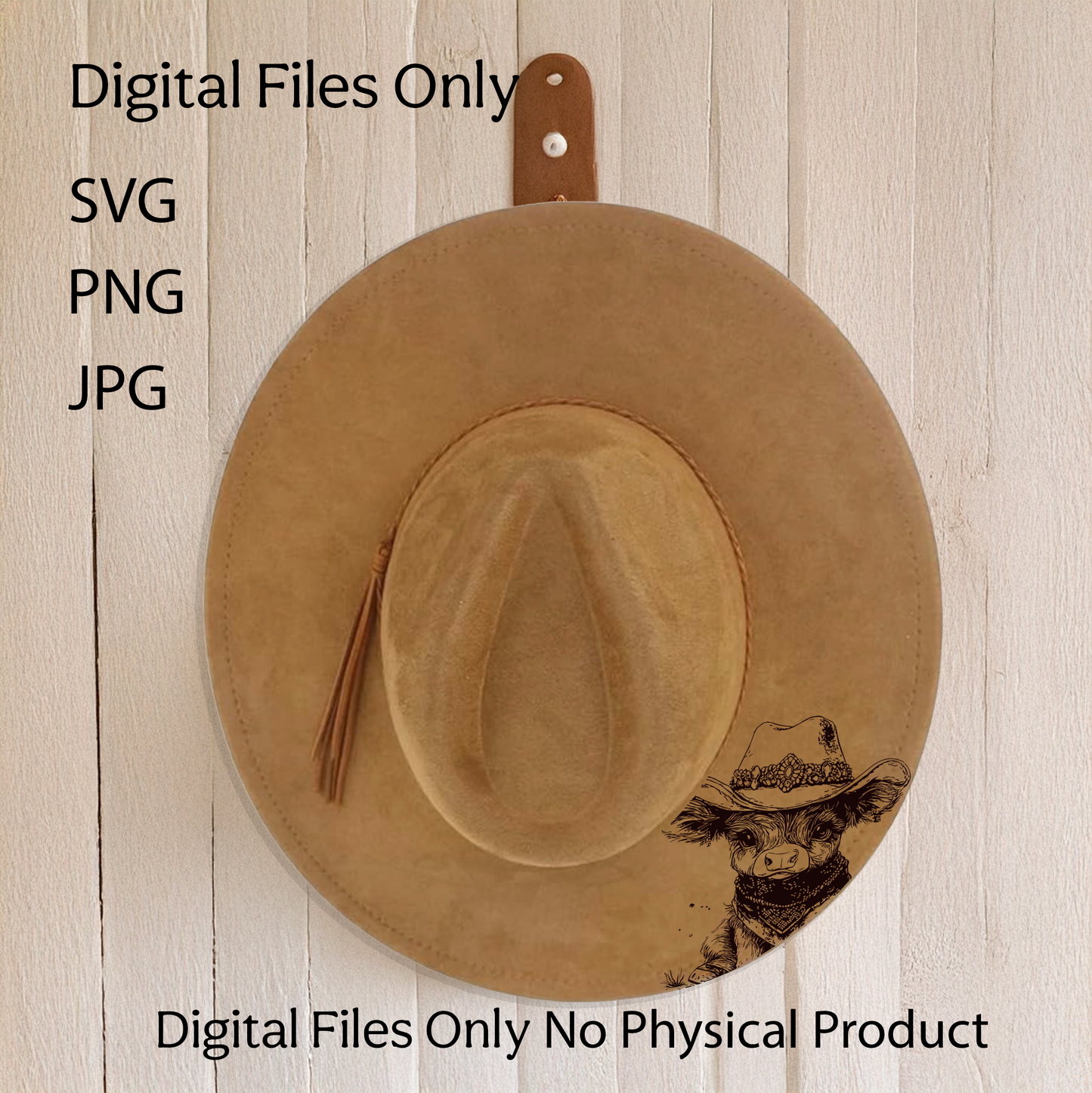 Hat Laser Burning Designs – Digital Download (SVG, PNG, JPG 300dpi), Highland Cow, 2040