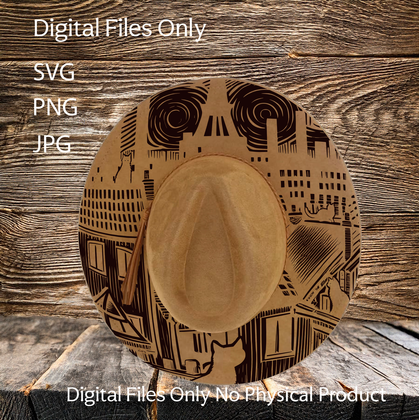 Hat Laser Burning Designs – Digital Download (SVG, PNG, JPG 300dpi), Starry Night, 2044