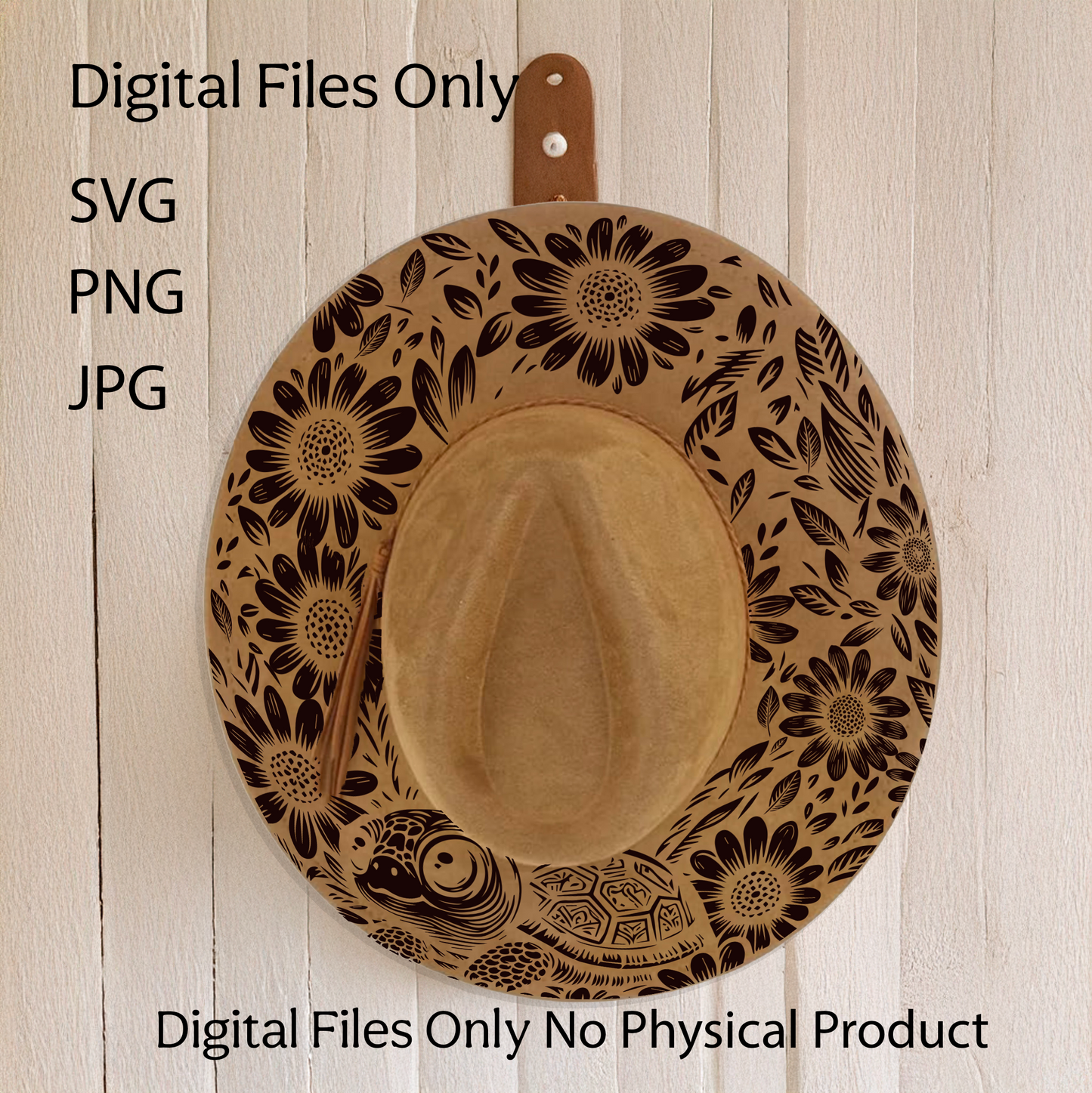Hat Laser Burning Designs – Digital Download (SVG, PNG, JPG 300dpi), Sunflowers & turtle, 2046
