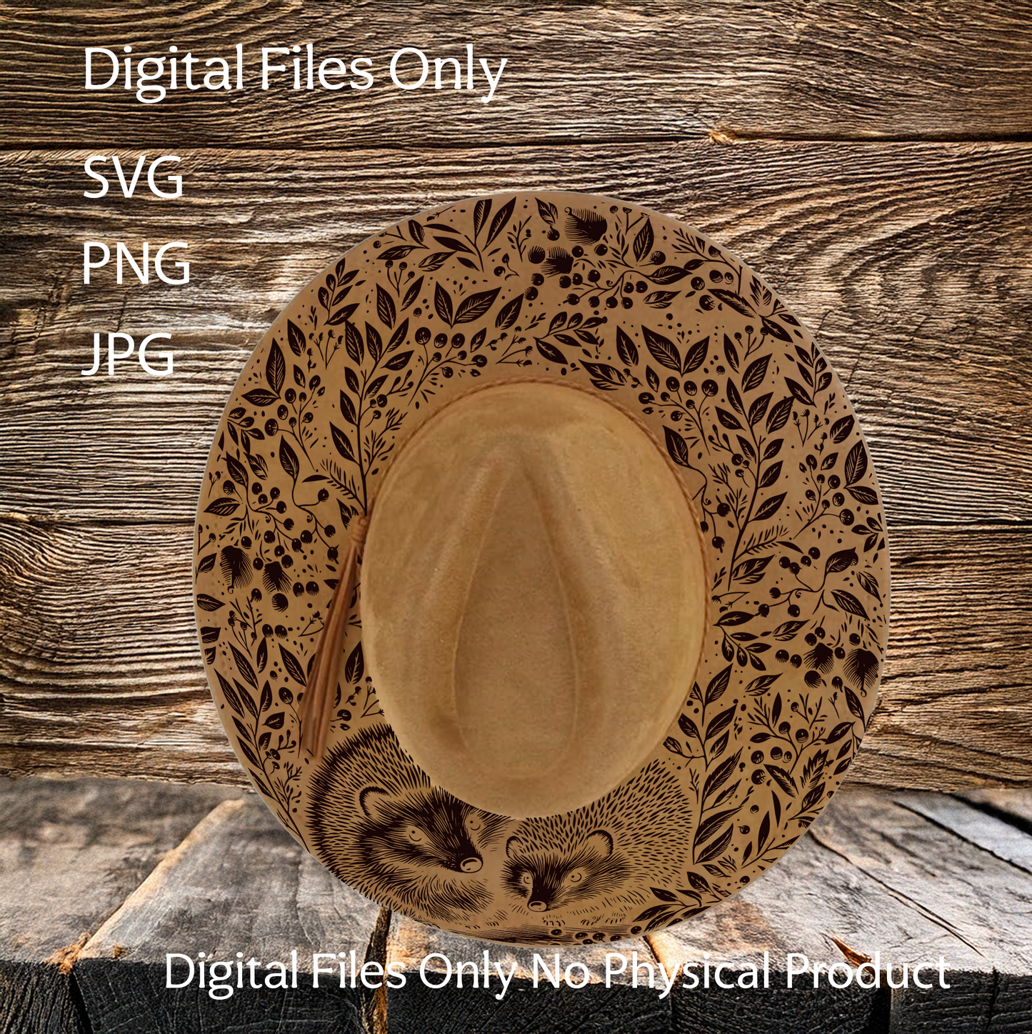 Hat Laser Burning Designs – Digital Download (SVG, PNG, JPG 300dpi), Echidna, 2047