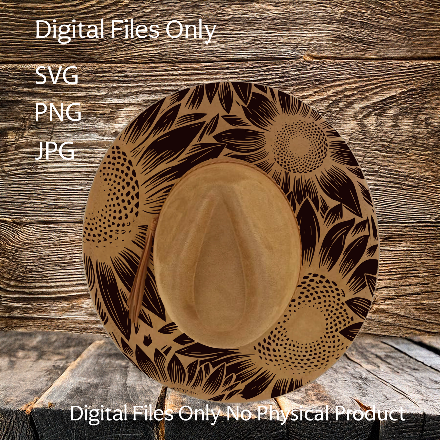 Hat Laser Burning Designs – Digital Download (SVG, PNG, JPG 300dpi), Sunflowers, 2048