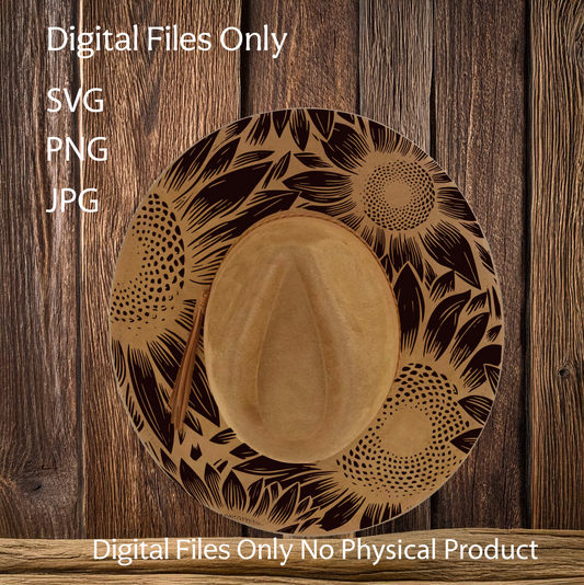 Hat Laser Burning Designs – Digital Download (SVG, PNG, JPG 300dpi), Sunflowers, 2048