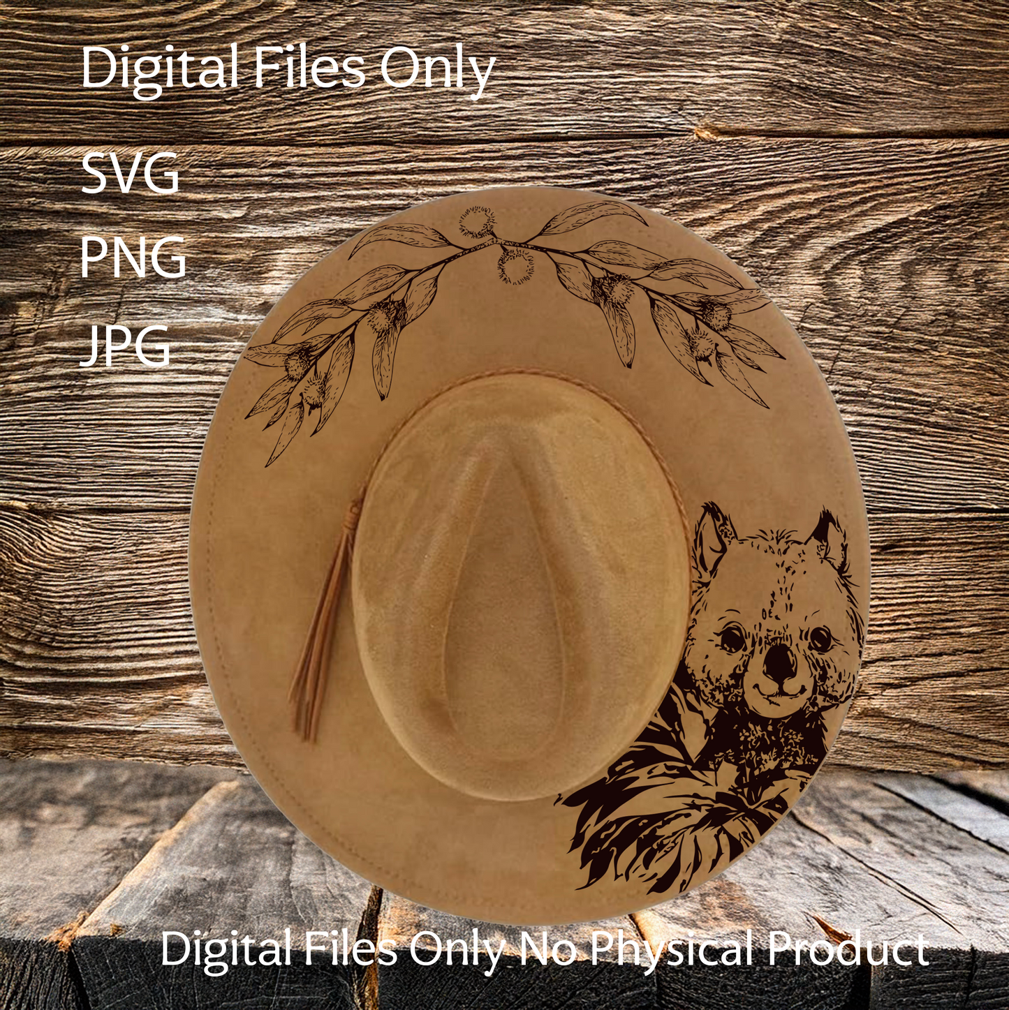 Hat Laser Burning Designs – Digital Download (SVG, PNG, JPG 300dpi), Wombat, 2050