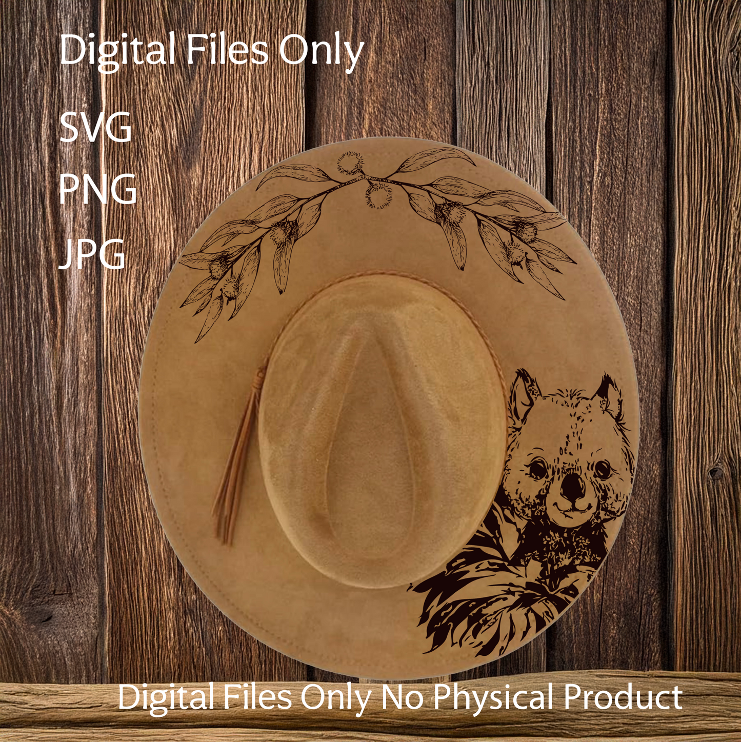 Hat Laser Burning Designs – Digital Download (SVG, PNG, JPG 300dpi), Wombat, 2050