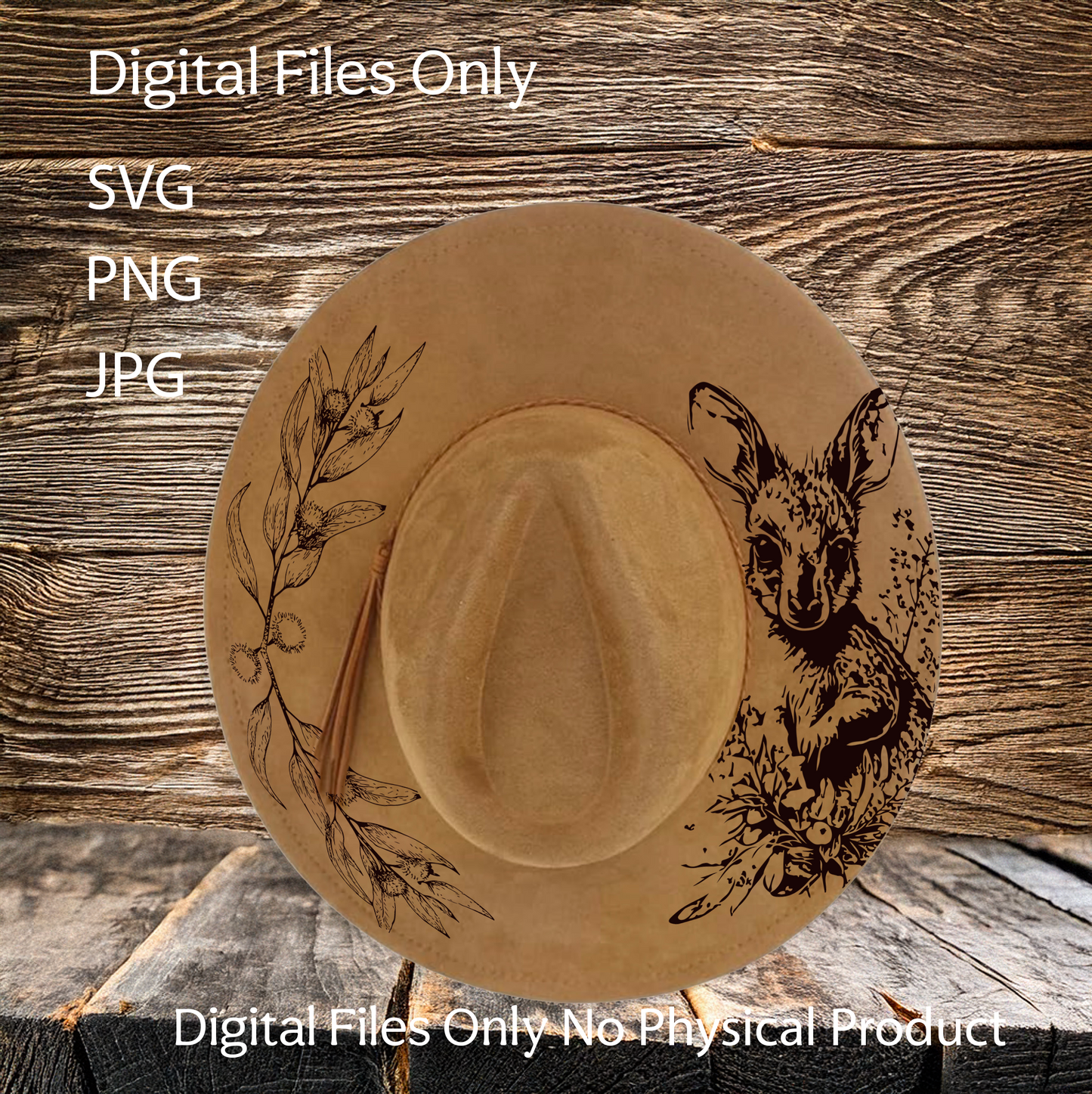 Hat Laser Burning Designs – Digital Download (SVG, PNG, JPG 300dpi), Kangaroo, 2052