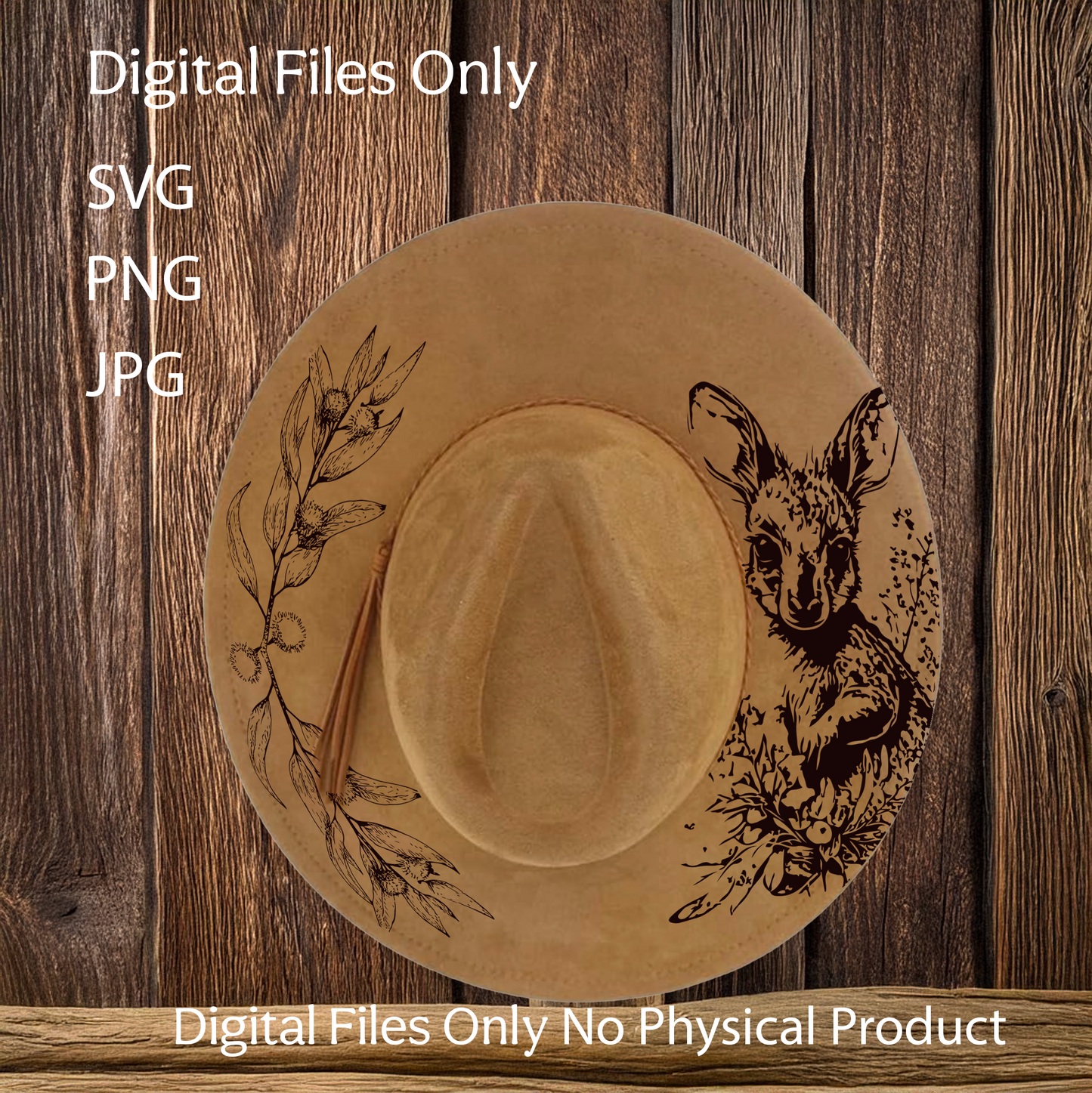 Hat Laser Burning Designs – Digital Download (SVG, PNG, JPG 300dpi), Kangaroo, 2052