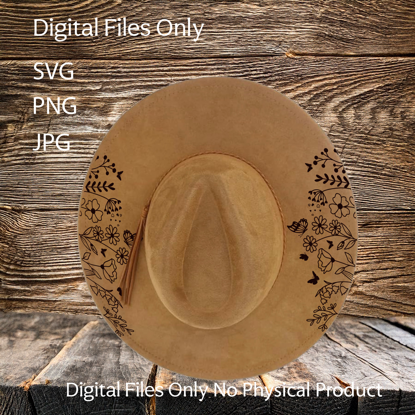 Hat Laser Burning Designs – Digital Download (SVG, PNG, JPG 300dpi), Wildflowers, 2055