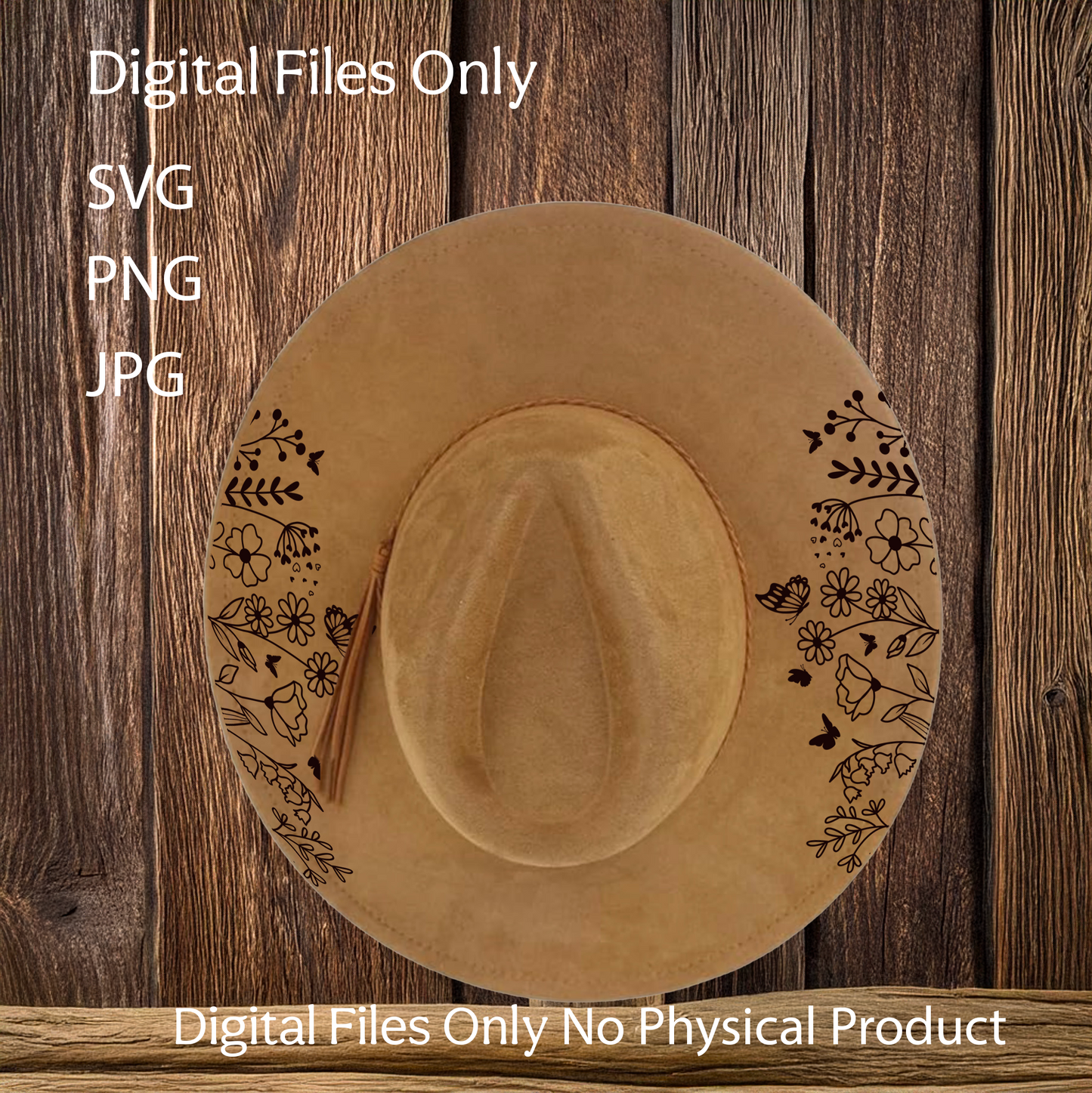 Hat Laser Burning Designs – Digital Download (SVG, PNG, JPG 300dpi), Wildflowers, 2055
