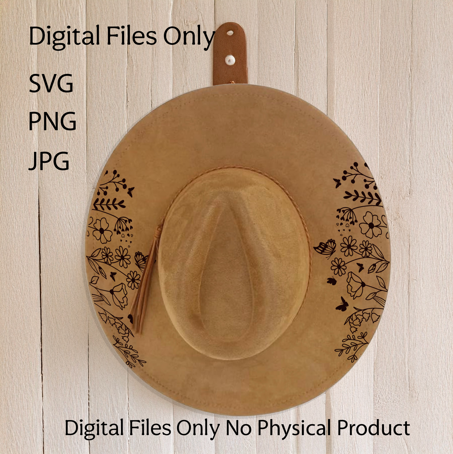 Hat Laser Burning Designs – Digital Download (SVG, PNG, JPG 300dpi), Wildflowers, 2055