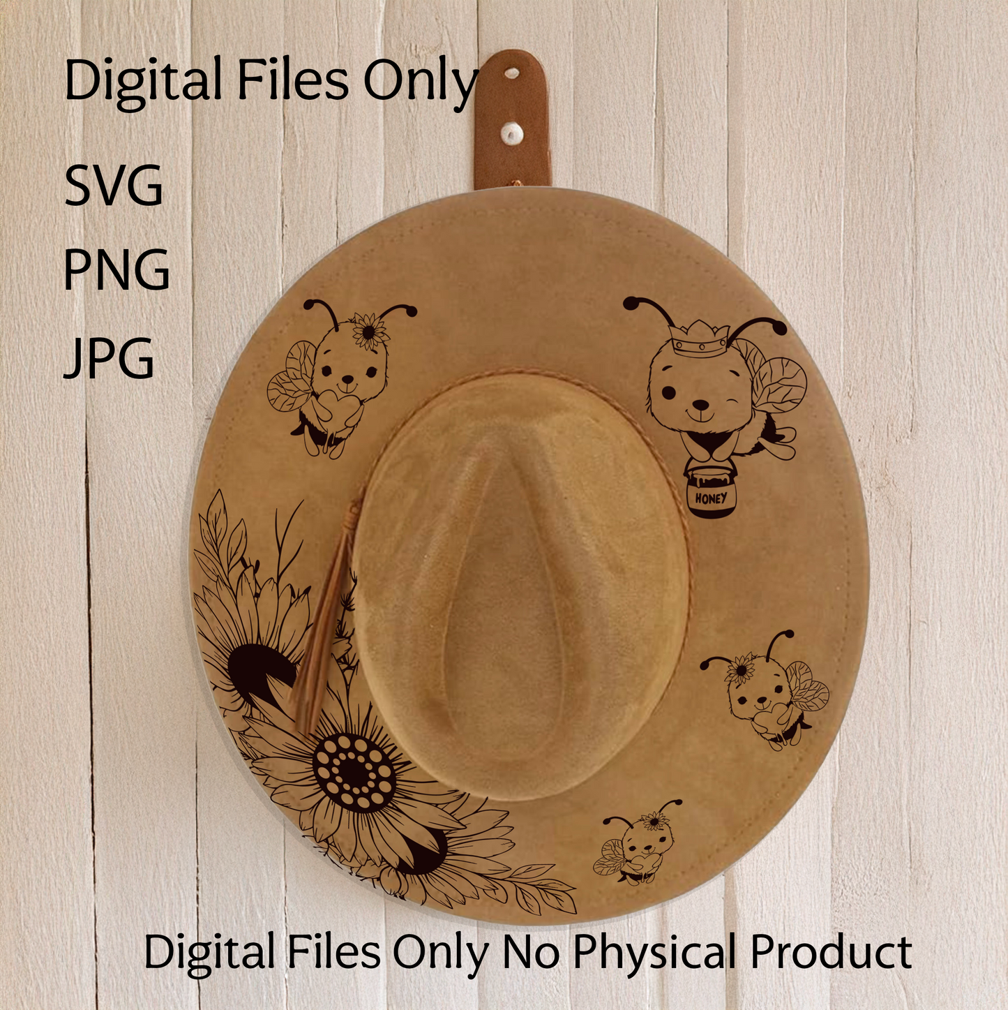 Hat Laser Burning Designs – Digital Download (SVG, PNG, JPG 300dpi), Bees, 2057