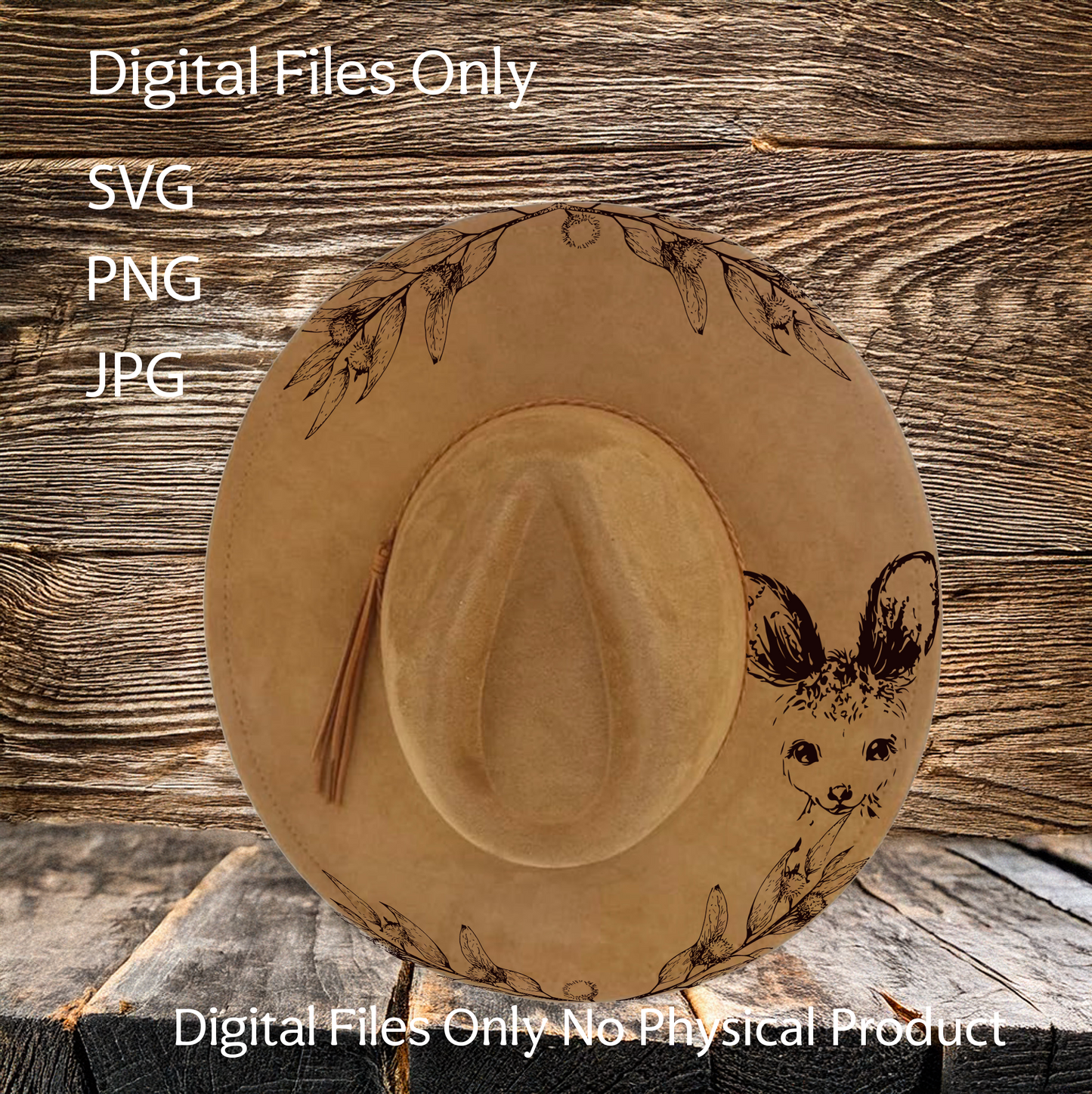 Hat Laser Burning Designs – Digital Download (SVG, PNG, JPG 300dpi), Wattle & Kangaroo, 2058