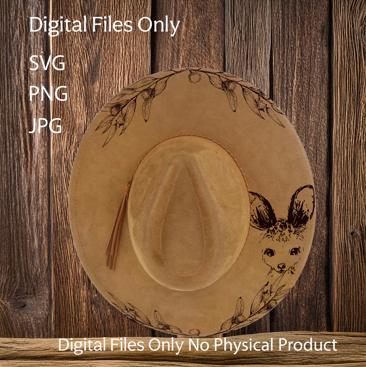 Hat Laser Burning Designs – Digital Download (SVG, PNG, JPG 300dpi), Wattle & Kangaroo, 2058